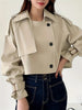 Chic Casual Kort Trench Coat Enkelt Stil for Hverdagslag