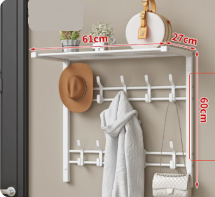 HOOKWELL – 3-i-1 vegggarderobe med hylle, kroker og klesstang