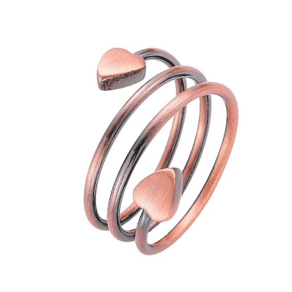 Peach Heart Stainless Steel Magnet Ring Health Anti-snoring Ring