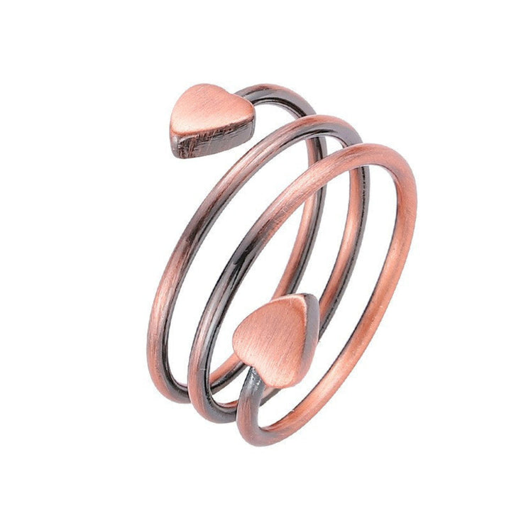 Peach Heart Stainless Steel Magnet Ring Health Anti-snoring Ring