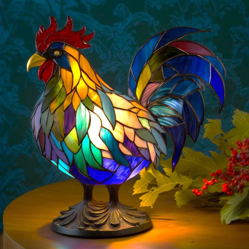 VitraGlow håndlaget glassornament | Elegant bordlampe i harpiks og glass med livlige kunstneriske motiver