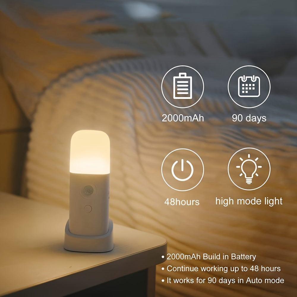 LED Nattlampe med Bevegelsessensor – Oppladbar via USB og Justerbar Lysstyrke for Soverom og Korridorer