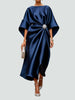 Maxikjole til dame med drapert brosje – aftenkjole med capeermer til formelle anledninger