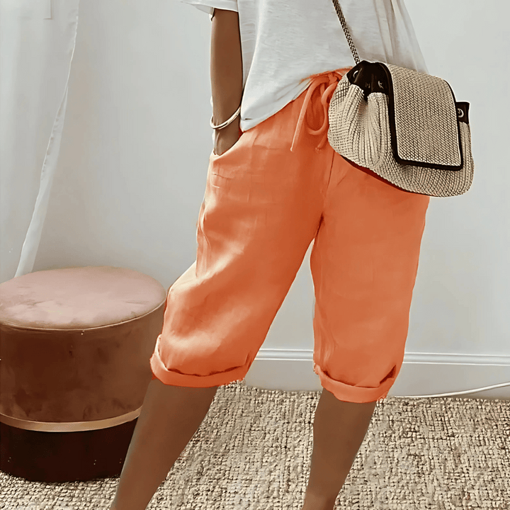 Kvinners Bomull Lin Harem Kneelengde Shorts