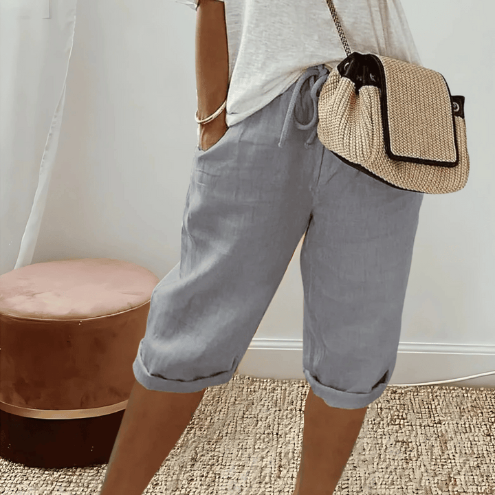 Kvinners Bomull Lin Harem Kneelengde Shorts