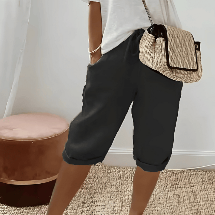 Kvinners Bomull Lin Harem Kneelengde Shorts