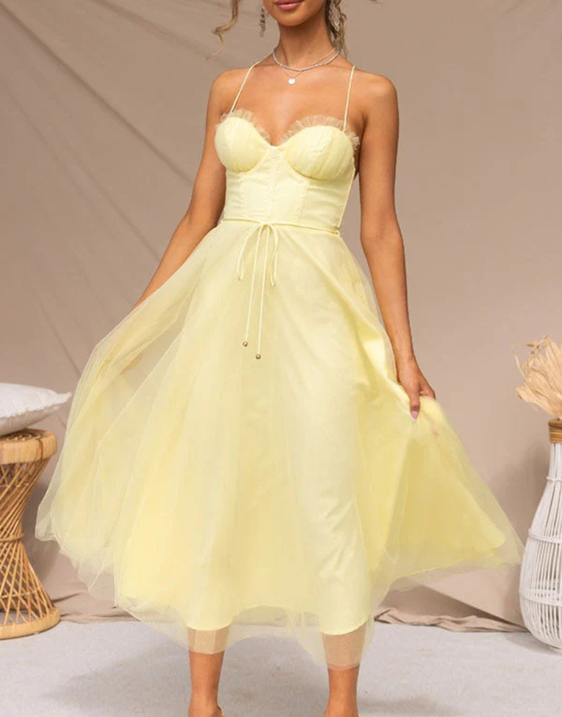 Kvinnens lette ermeløse maxikjole med V-hals