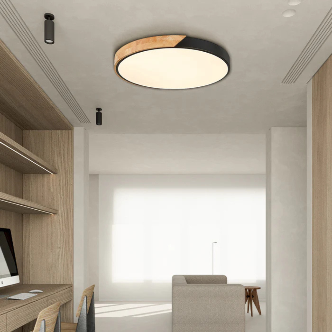 Delos Skandi Taklampe i Tre | LED-Designlys med Naturlig Uttrykk