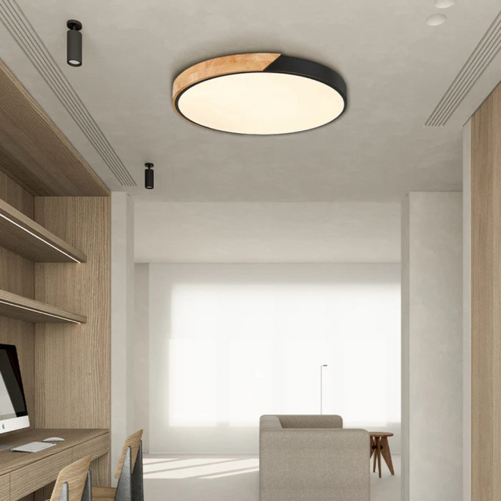 Delos Skandi Taklampe i Tre | LED-Designlys med Naturlig Uttrykk