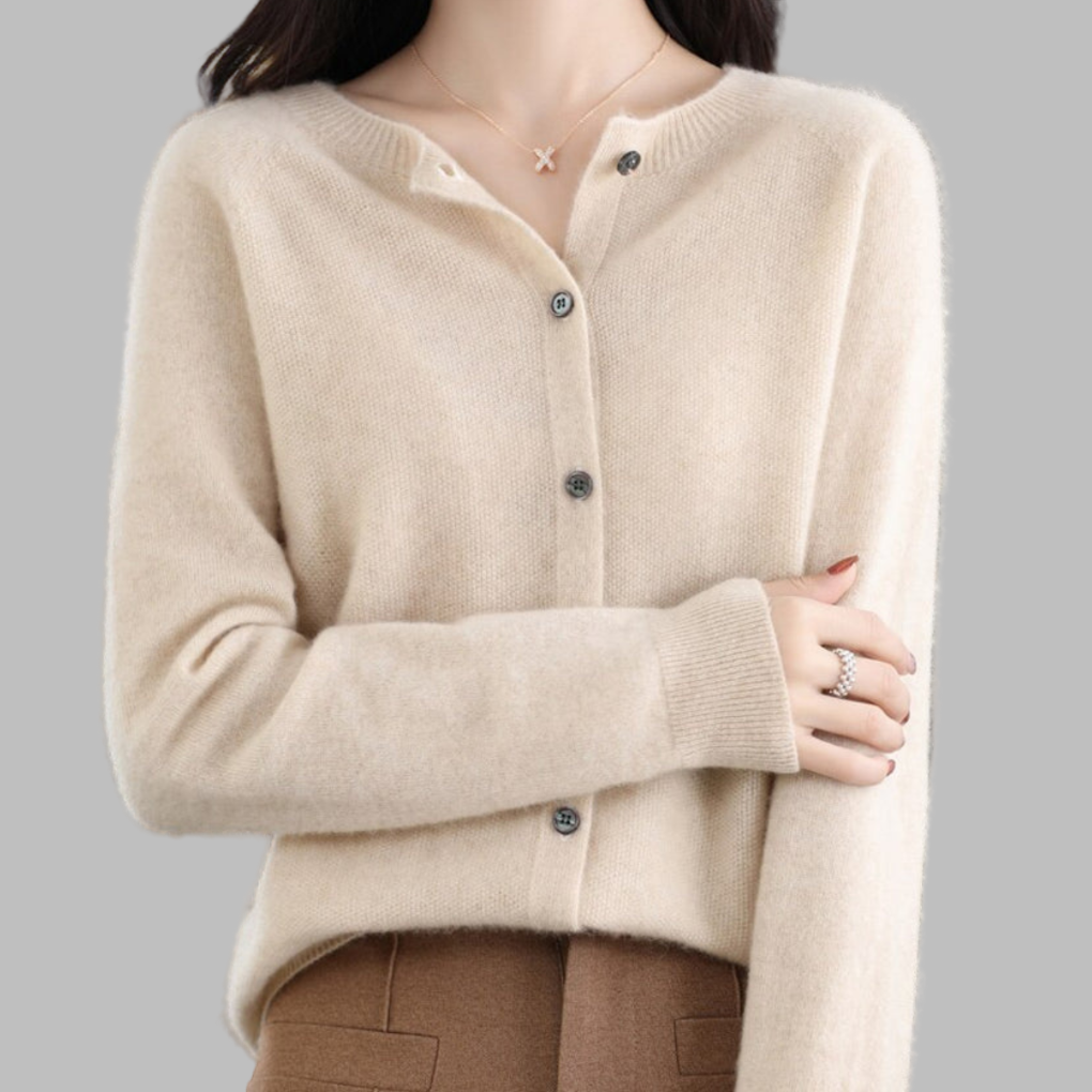 Damen O-Hals Cardigan