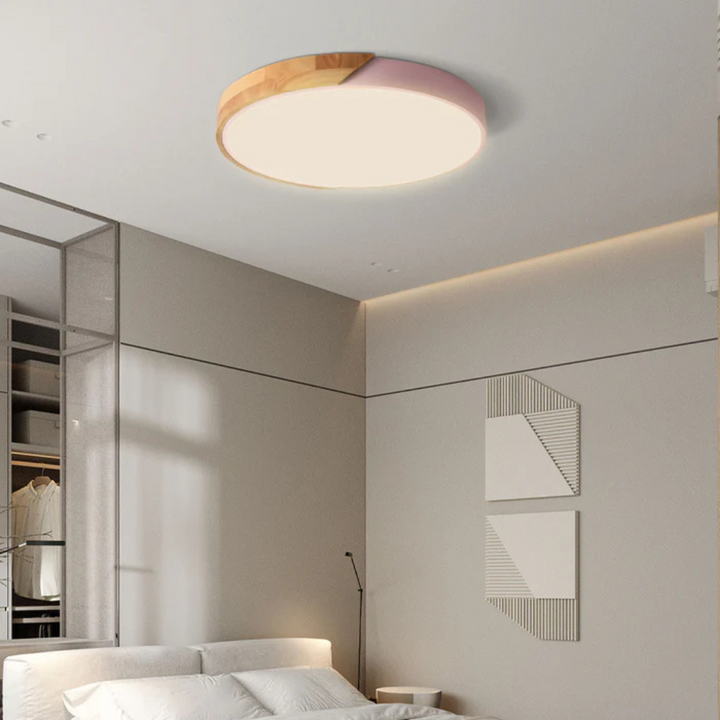 Delos Skandi Taklampe i Tre | LED-Designlys med Naturlig Uttrykk