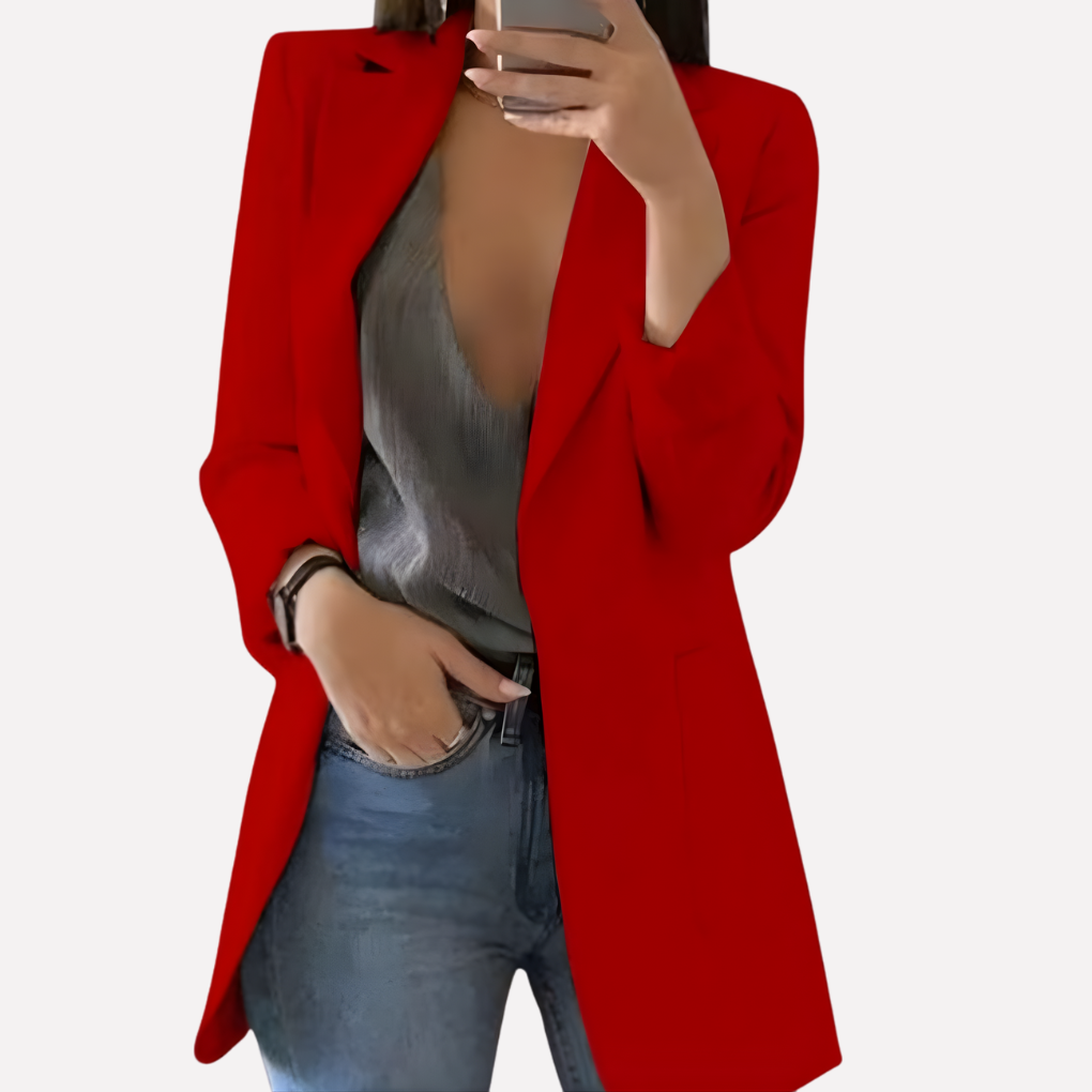 Kvinners Front Lomme Blazer – Strukturert Hverdag Lag