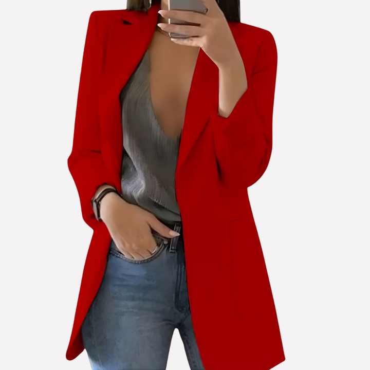 Kvinners Front Lomme Blazer – Strukturert Hverdag Lag