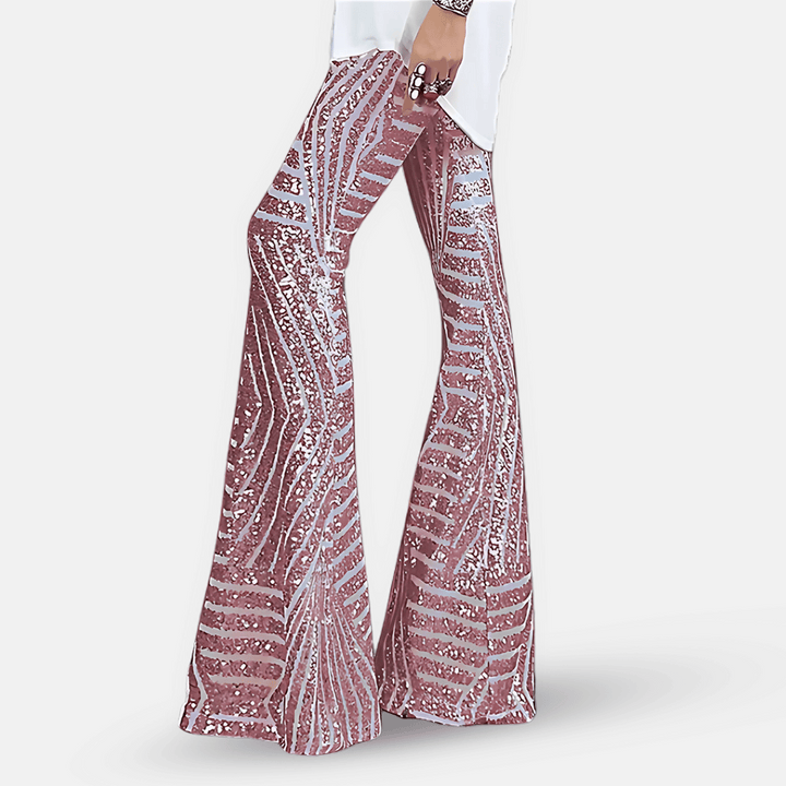 Kvinnes Sequin Høy Liv Flare Bukser