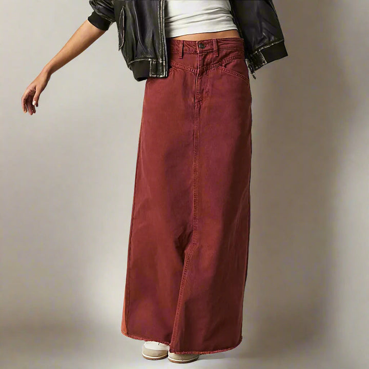 Høy Liv Rett Passform Denim Skjørt