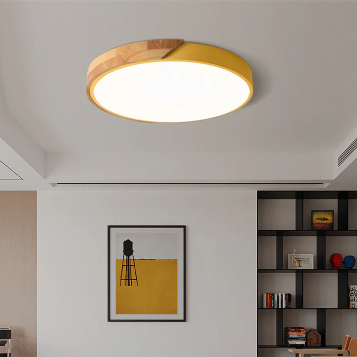 Delos taklampe i skandinavisk tre | Naturlig LED-designlampe