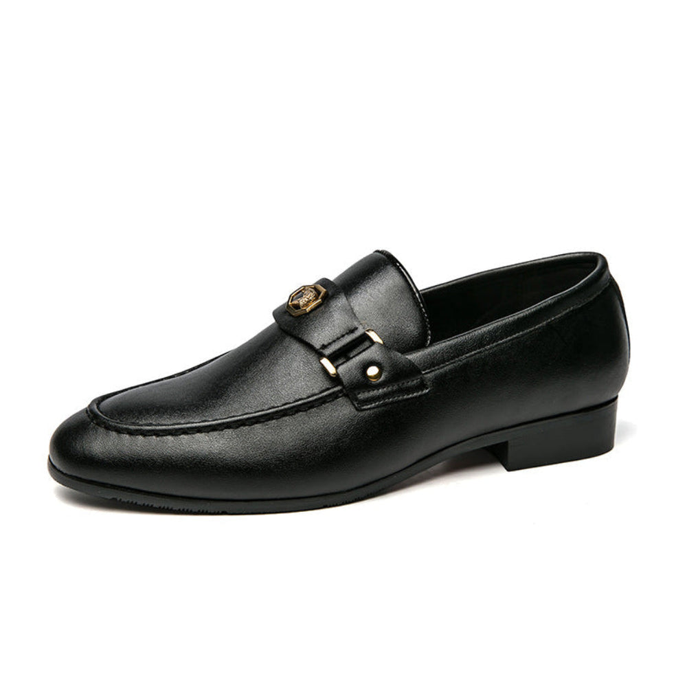 European And American Men's Metal-buckle Slip-on Shoes