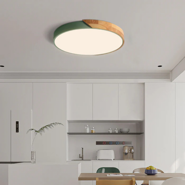 Delos taklampe i skandinavisk tre | Naturlig LED-designlampe
