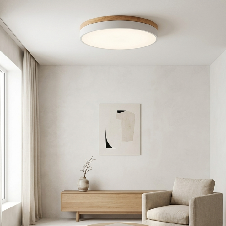 Rund skive-taklampe – flat, flushmontert lampe