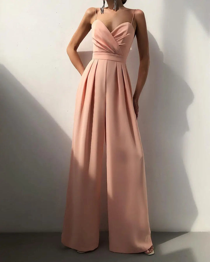 Ermeløs Jumpsuit med Høy Liv og Brede Bukser