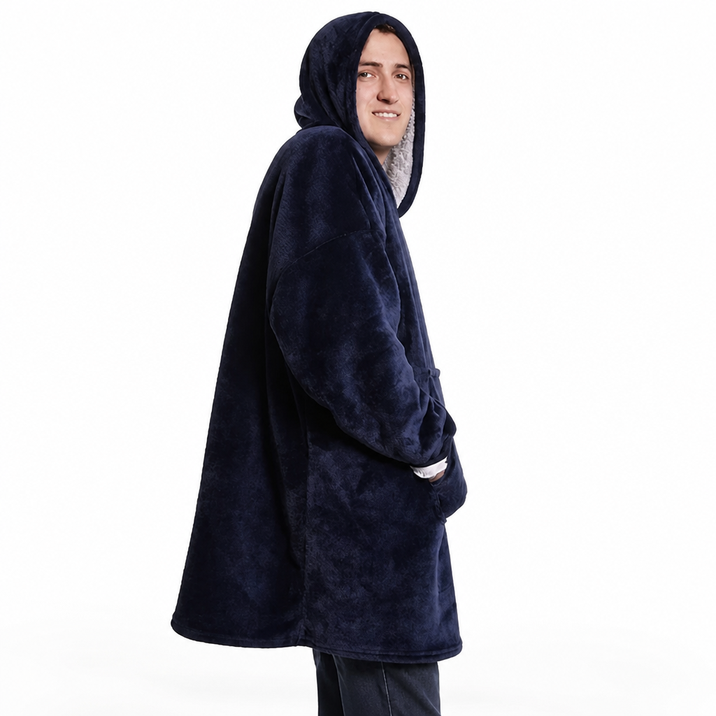 Ultramyk oversized sherpa-hettegenser-teppe (med lomme)