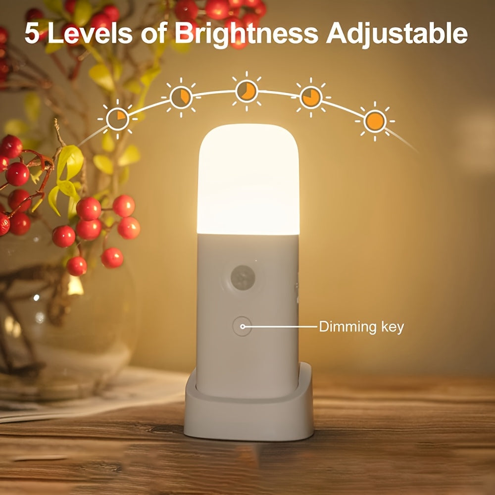 LED Nattlampe med Bevegelsessensor – Oppladbar via USB og Justerbar Lysstyrke for Soverom og Korridorer