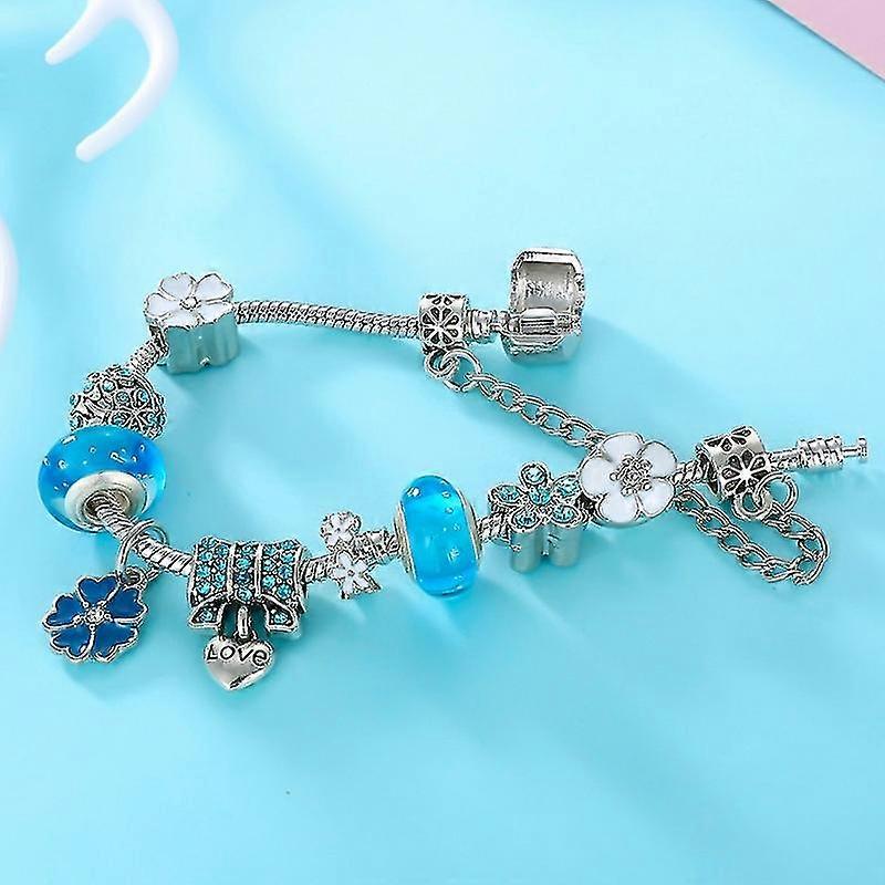 Armbånd i sterling sølv 925 med blomstercharm | Elegant smykkegave til dame