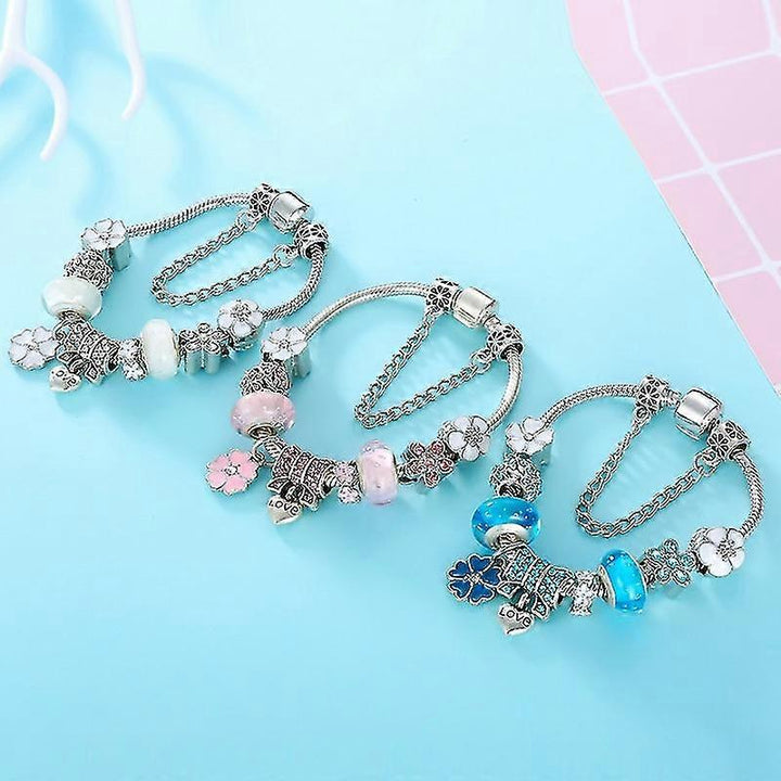Armbånd i sterling sølv 925 med blomstercharm | Elegant smykkegave til dame