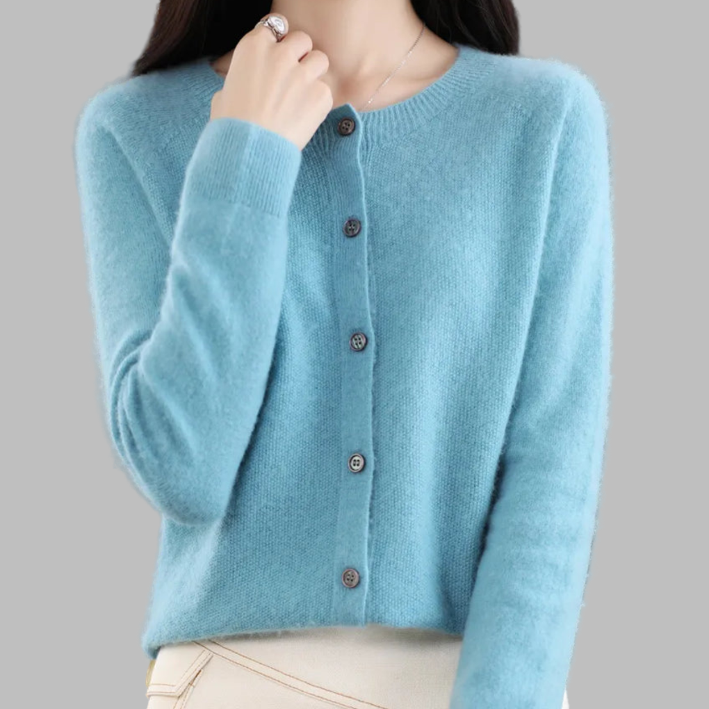 Damen O-Hals Cardigan