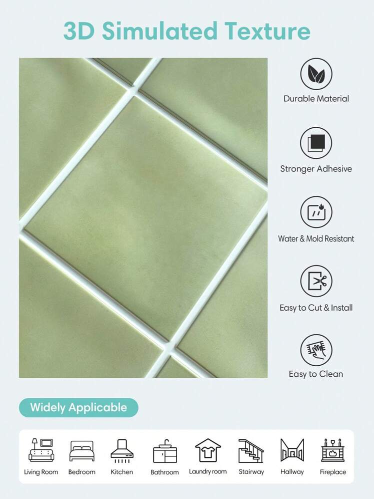 HomeDeco 3D Peel &amp; Stick Veggfliser