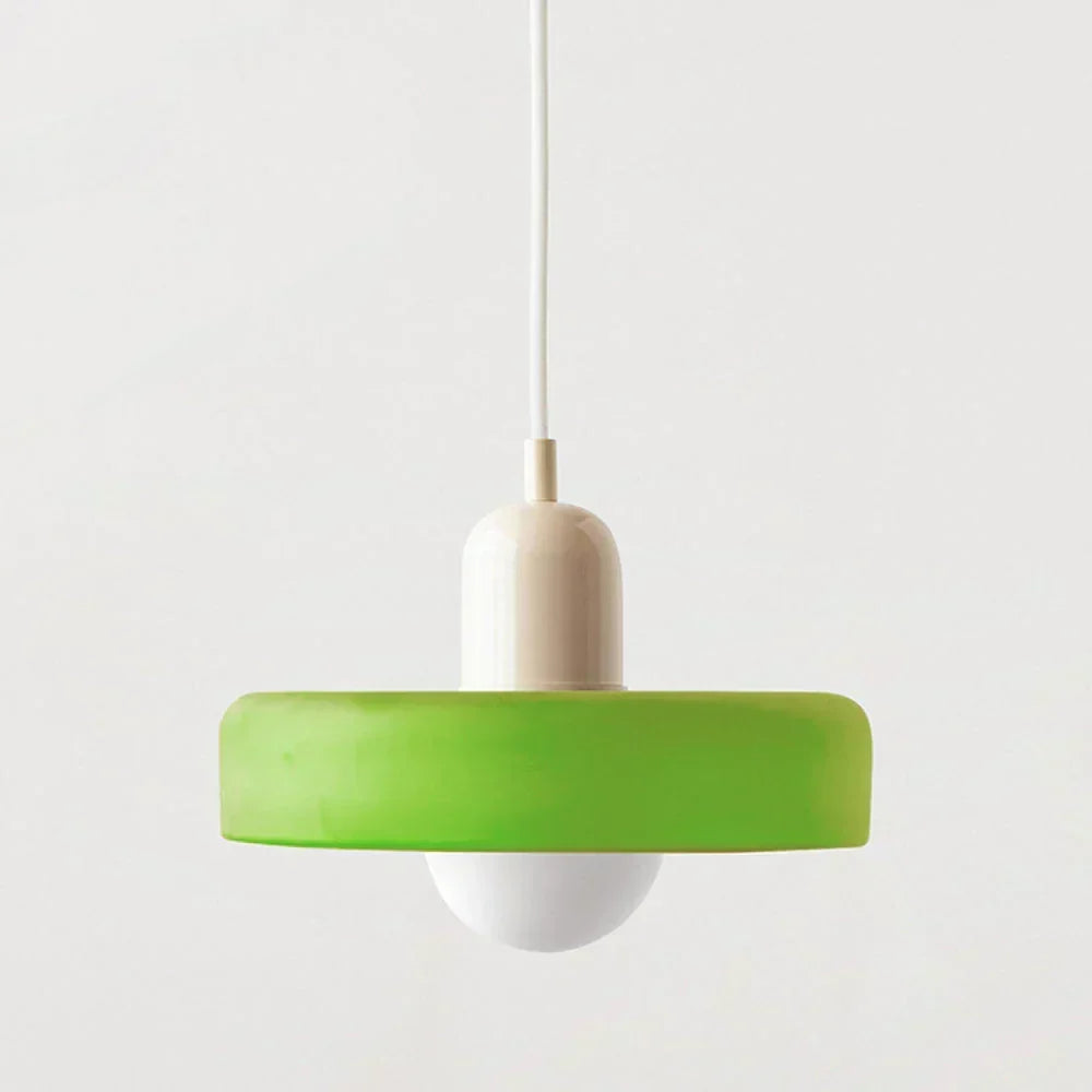Bauhaus pendellampe i fargeglass