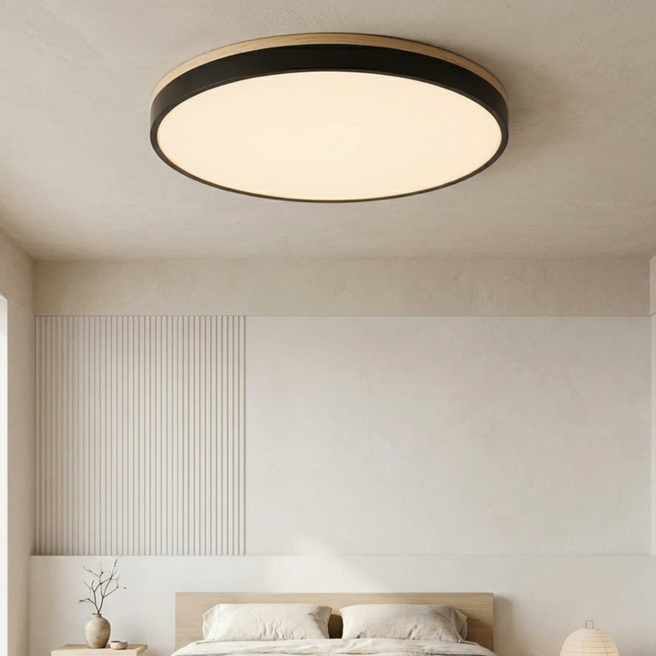 Rund skive-taklampe – flat, flushmontert lampe