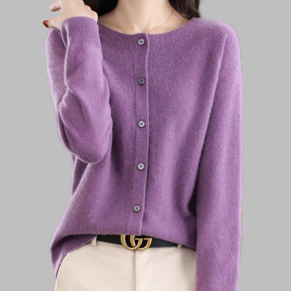 Damen O-Hals Cardigan