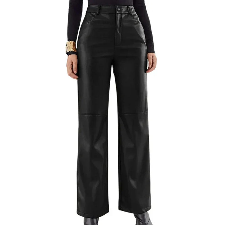 SleekEdge Høyt Liv Lærbukser for Kvinner