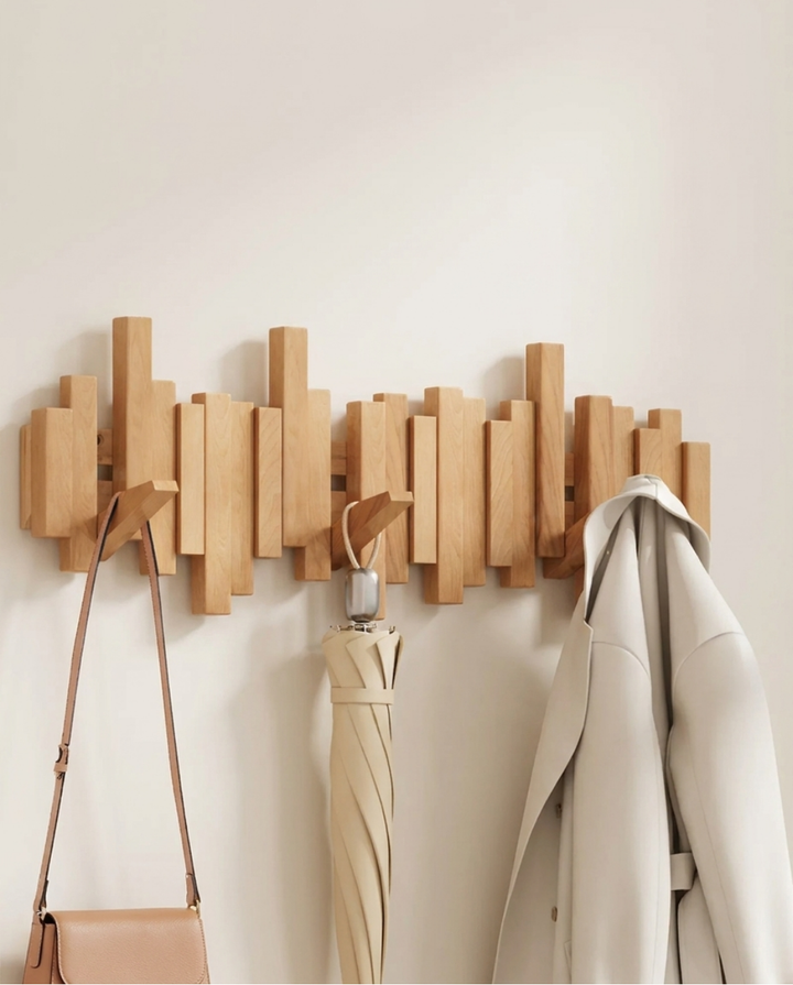 Knaggrekke i tre med foldbare magnetiske knagger – bøk, 3–10 knagger