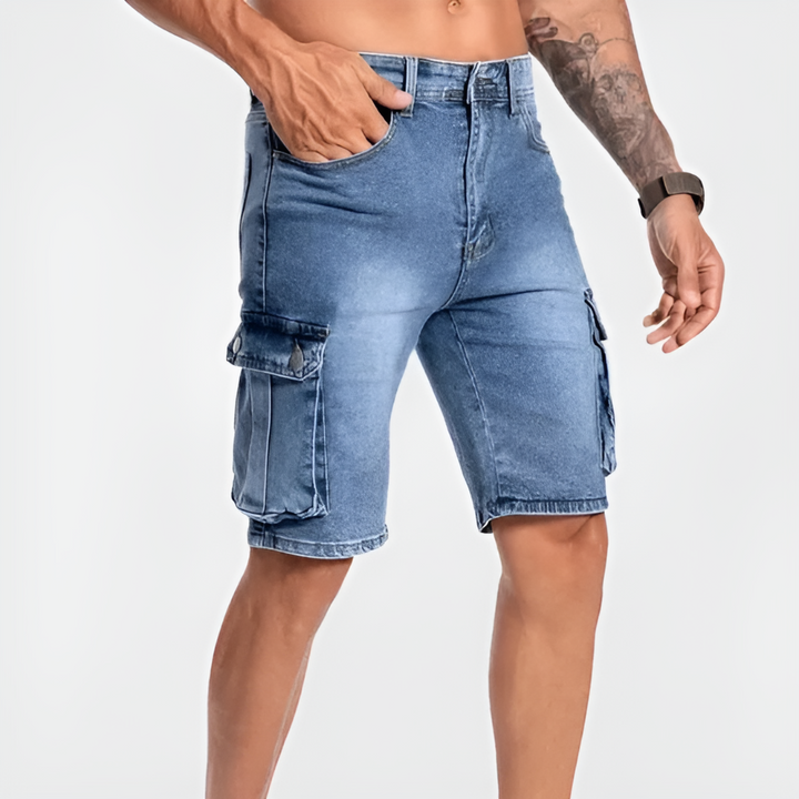 Herre Denim Cargo Shorts