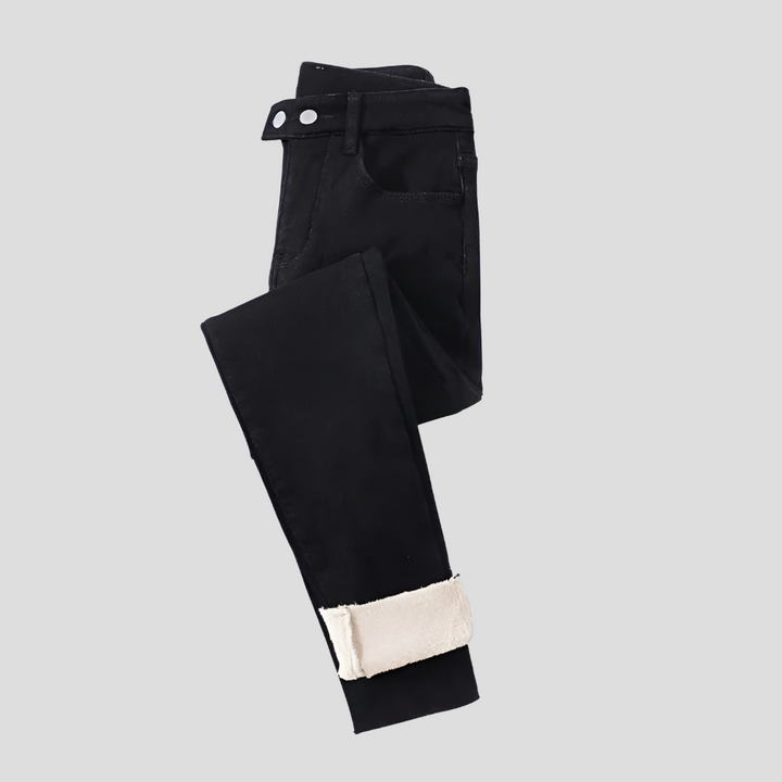 Høy-liv Kvinners Vinter Jeans Fodret for Kalde Dager