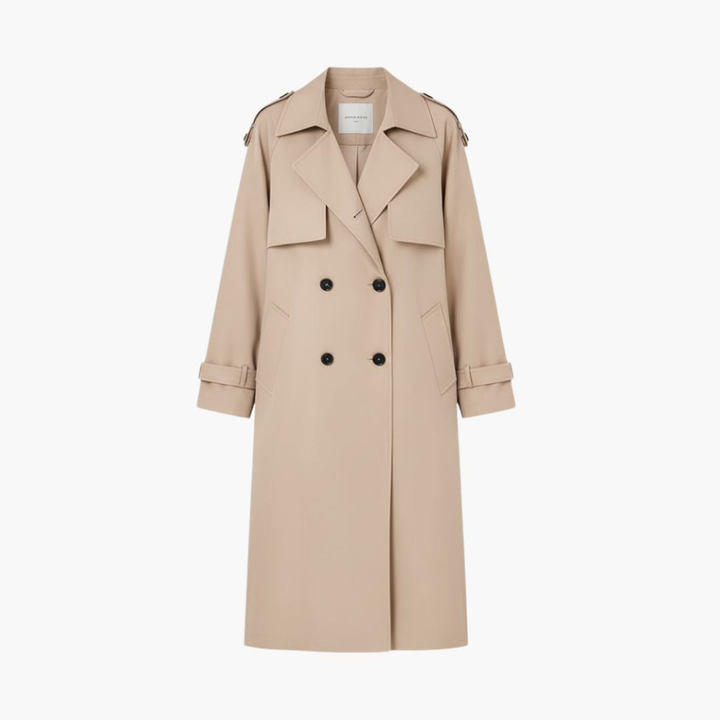 Kvinners Trench Coat med Knappestolpe Salgspris