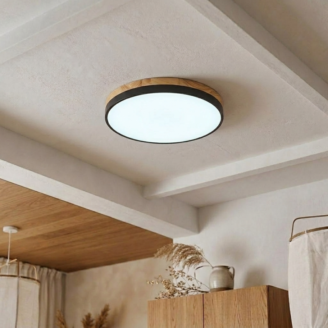 Rund skive-taklampe – flat, flushmontert lampe