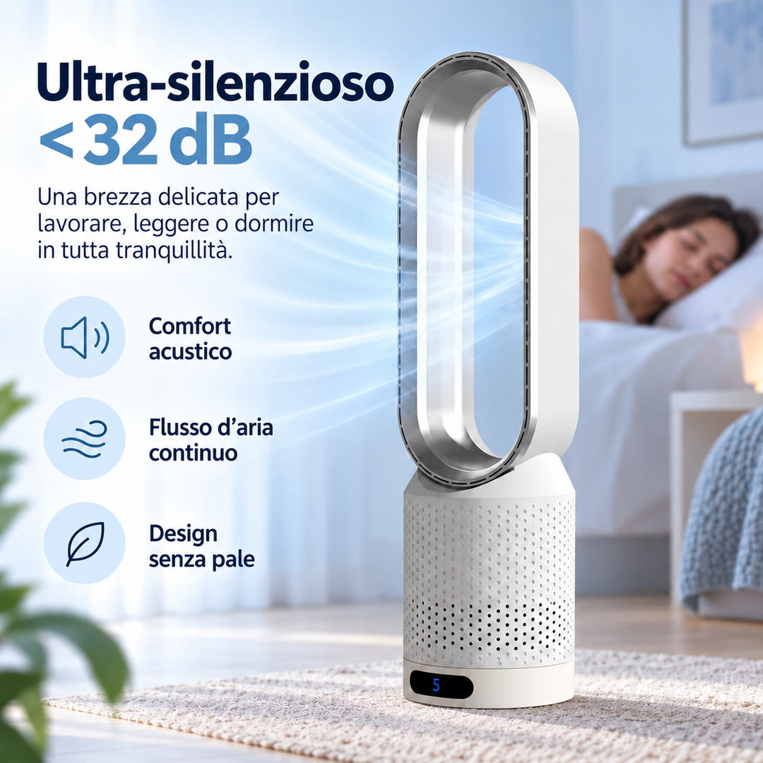 AirPure – Ultrastille bladfri tårnvifte (< 32 dB)