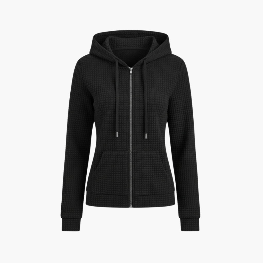 Kvinne Zip-Up Hettegenser med Drawstring Hette