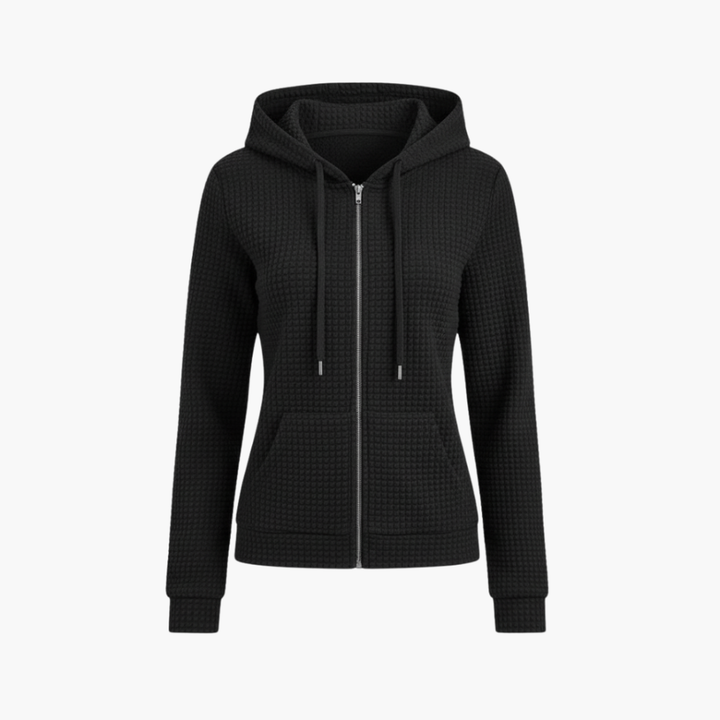 Kvinne Zip-Up Hettegenser med Drawstring Hette