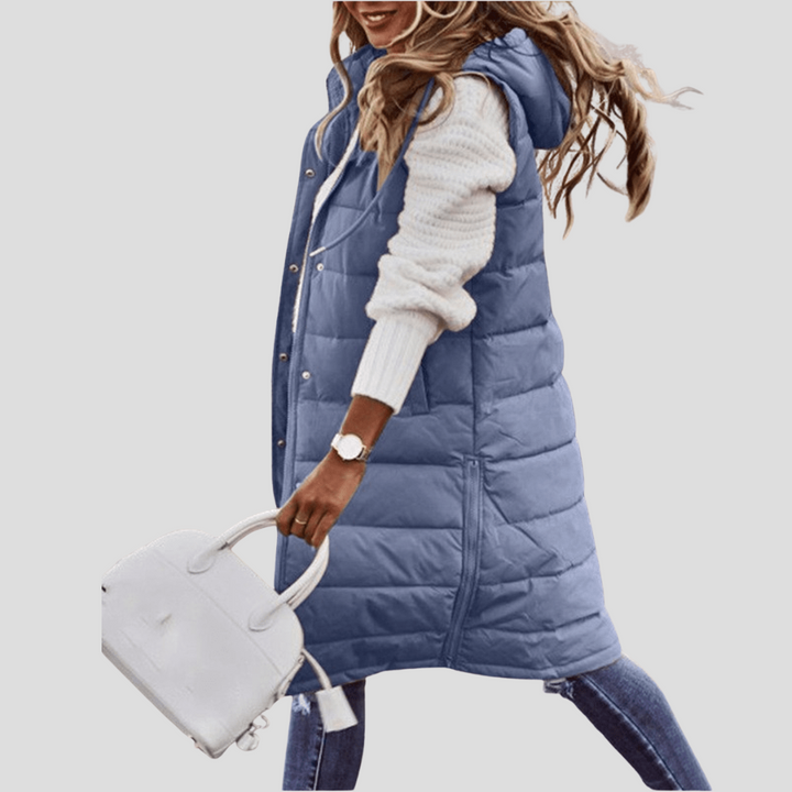 Kvinners Lange Hette Bodywarmer