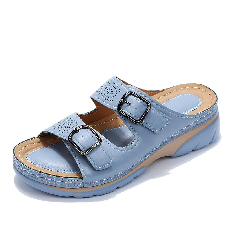 Komfortable Wedge Sandaler med Dobbel Spenne