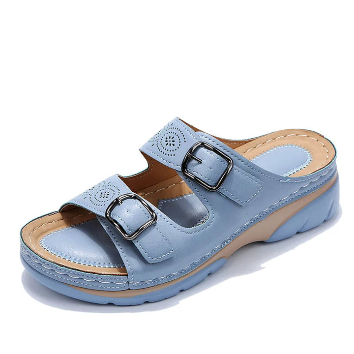 Komfortable Wedge Sandaler med Dobbel Spenne