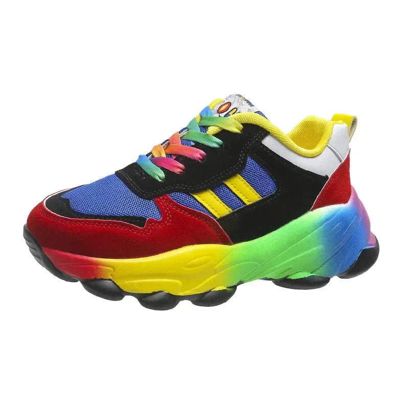 Trendy Multicolor Sneakers med Plattform Såle