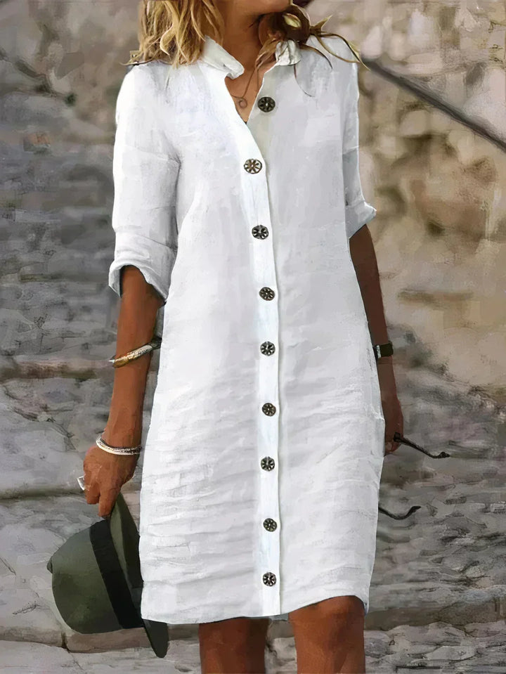 Casual Sommer Linen Midi Kjole