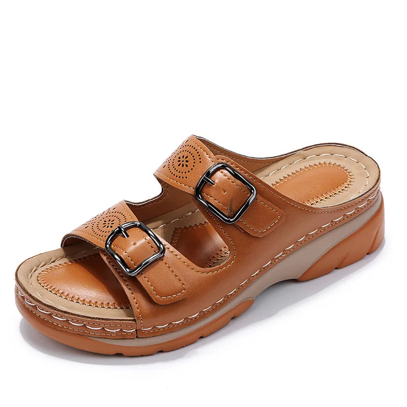 Komfortable Wedge Sandaler med Dobbel Spenne