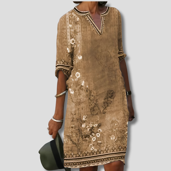 Enkelt og Komfortabel Boho Blomster Volang Kjole