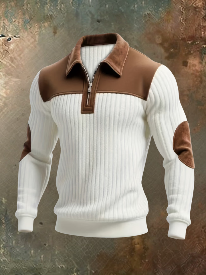 Luksuriøs herregenser med detaljer i semsket look
